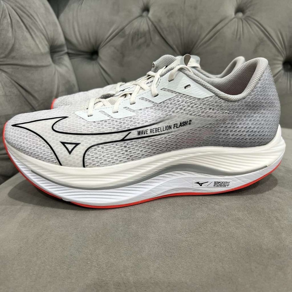 Mizuno Wave Rebellion Flash 2 Running Shoe Men 11.5 White Harbor Mist Athletic - Picture 8 of 14